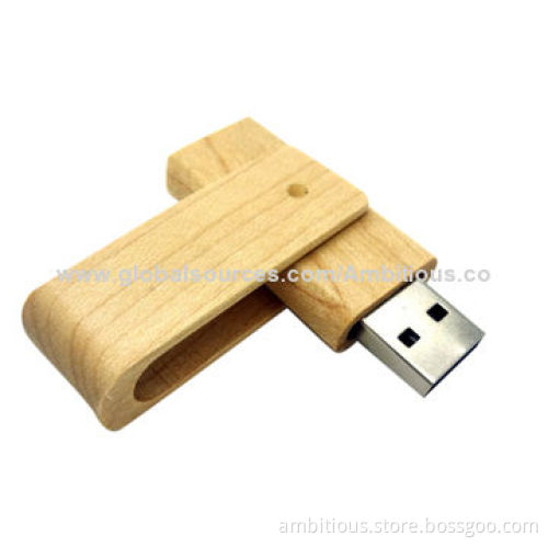 Rotating wood USB flash drive, RoHS certified